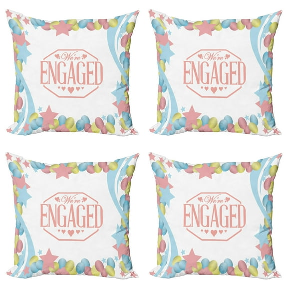 Ambesonne Colorful Throw Pillow Cover 4 Pack, Engagement Theme, 20", Pink Blue and Green