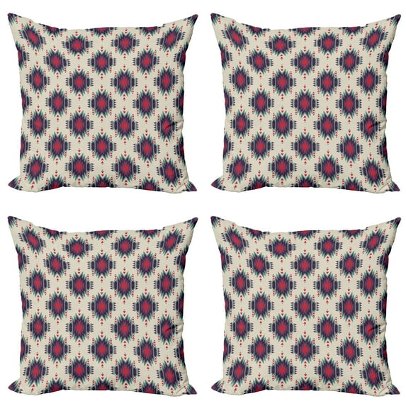 Ambesonne Colorful Throw Pillow Cover 4 Pack, Folk Mystic, 16", Multicolor