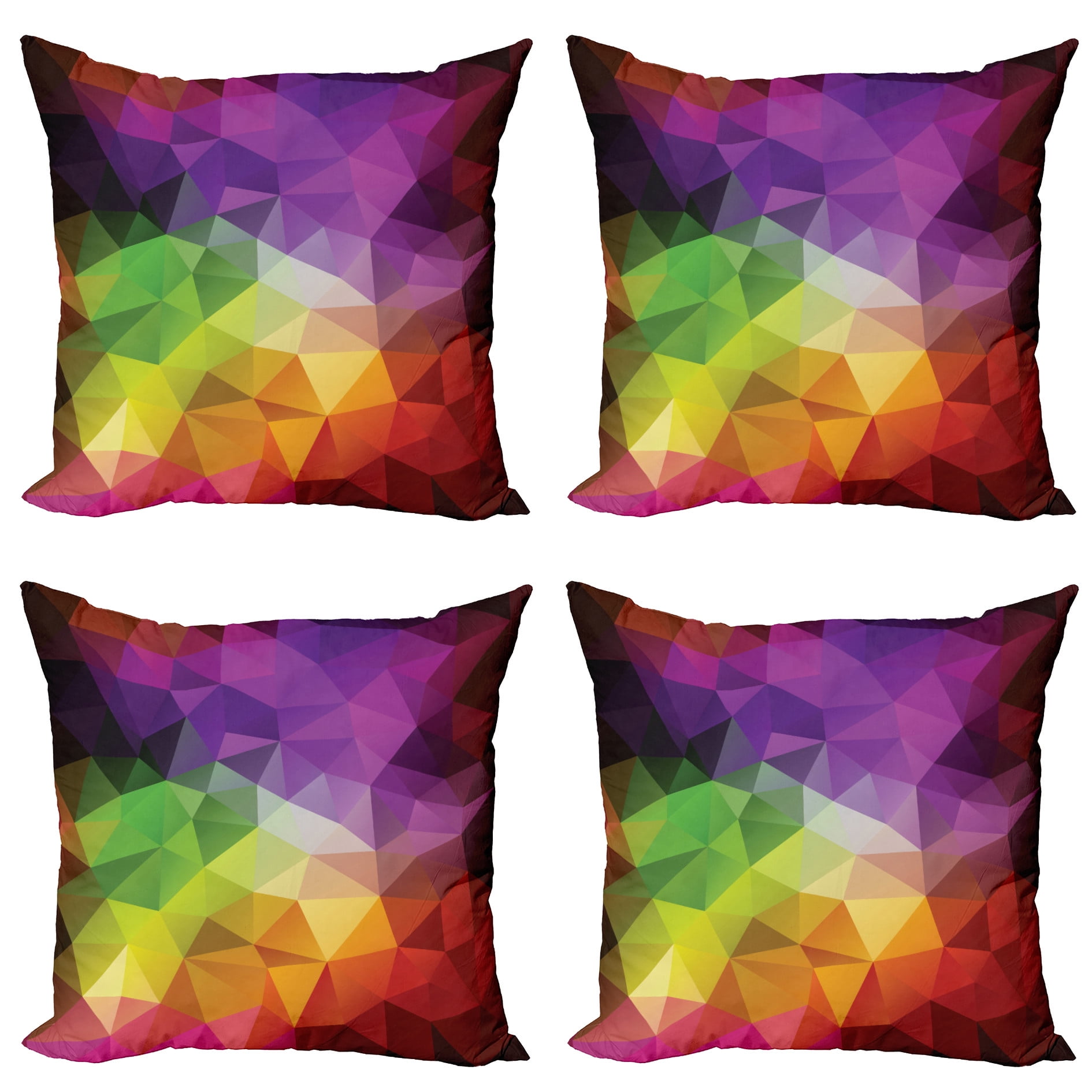 Ambesonne Colorful Throw Pillow Cover 4 Pack, Geometry Shape Polygon ...