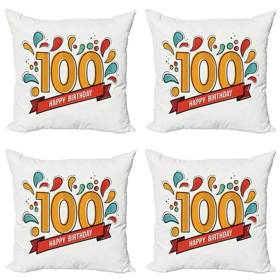 Ambesonne Colorful Throw Pillow Cover 4 Pack, Growing Old Image, 18", Multicolor