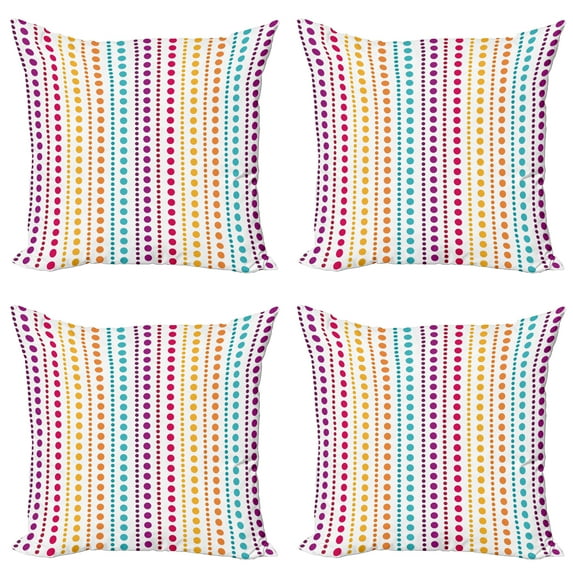 Ambesonne Colorful Throw Pillow Cover 4 Pack, Half Toned Polka Dots, 18", Multicolor