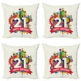 thumbnail image 1 of Ambesonne Colorful Throw Pillow Cover 4 Pack, Happy Birthday Image, 16", Multicolor, 1 of 6
