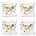 thumbnail image 1 of Ambesonne Colorful Throw Pillow Cover 4 Pack, Hearts Flowers, 18", Multicolor, 1 of 7