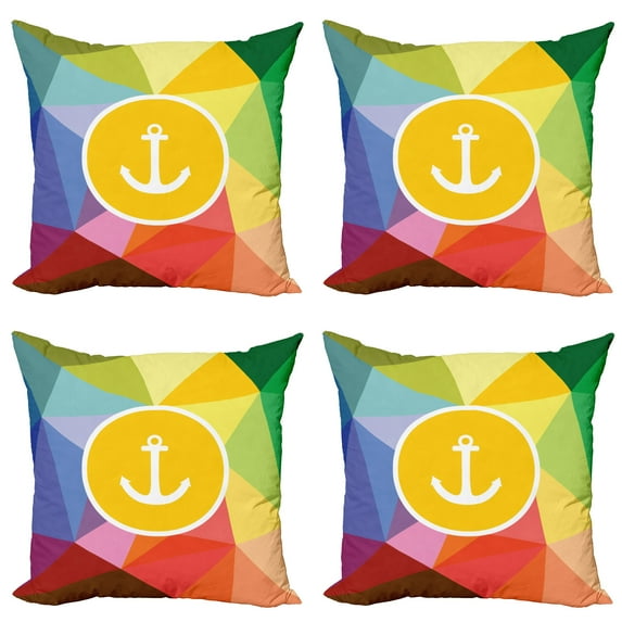 Ambesonne Colorful Throw Pillow Cover 4 Pack, Holiday Sailor Summer, 18", Multicolor
