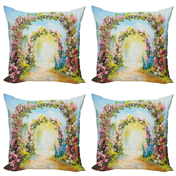Ambesonne Colorful Throw Pillow Cover 4 Pack, Hot Summer Boho Park, 20", Multicolor