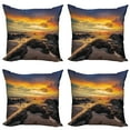 thumbnail image 1 of Ambesonne Colorful Throw Pillow Cover 4 Pack, Majestic Sunrise Sky, 18", Blue Orange Cream, 1 of 5