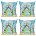 thumbnail image 1 of Ambesonne Colorful Throw Pillow Cover 4 Pack, Mermaid and Fishes, 20", Multicolor, 1 of 6