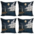 thumbnail image 1 of Ambesonne Colorful Throw Pillow Cover 4 Pack, Moonlight Island Sea, 24", Multicolor, 1 of 5