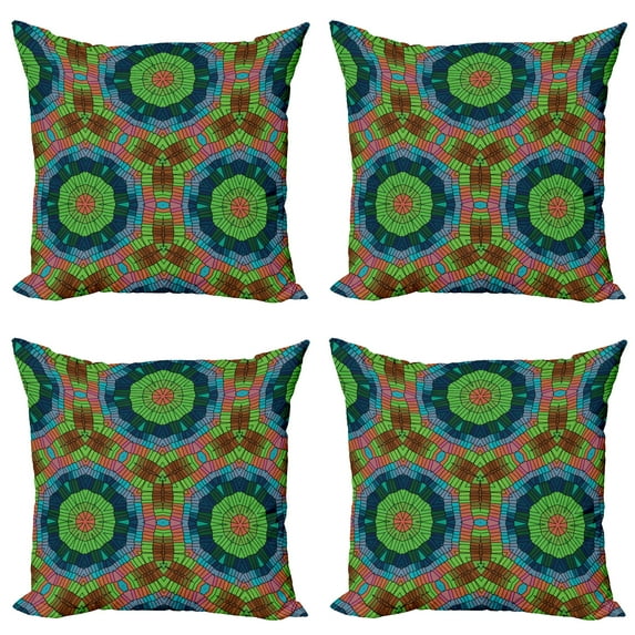 Ambesonne Colorful Throw Pillow Cover 4 Pack, Native Art, 24", Multicolor
