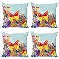 thumbnail image 1 of Ambesonne Colorful Throw Pillow Cover 4 Pack, Nature Leaves Butterfly, 20", Multicolor, 1 of 5