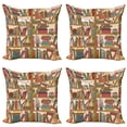 thumbnail image 1 of Ambesonne Colorful Throw Pillow Cover 4 Pack, Nerd Bohem Cat Kitten, 18", Multicolor, 1 of 7