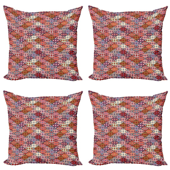 Ambesonne Colorful Throw Pillow Cover 4 Pack, Nomadic Rug Tribal, 16", Multicolor