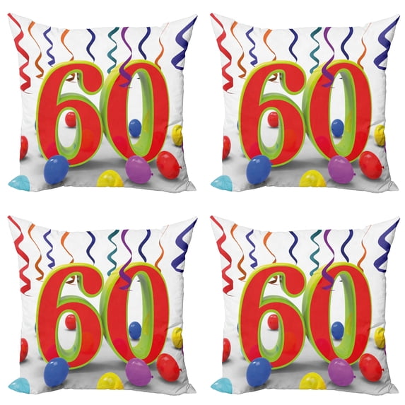 Ambesonne Colorful Throw Pillow Cover 4 Pack, Party Swirls, 20", Multicolor