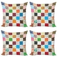 thumbnail image 1 of Ambesonne Colorful Throw Pillow Cover 4 Pack, Patchwork Retro Style, 24", Multicolor, 1 of 2