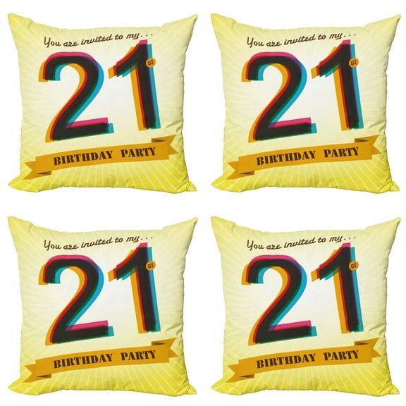 Ambesonne Colorful Throw Pillow Cover 4 Pack, Radial Backdrop, 20", Multicolor