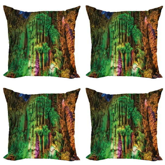 Ambesonne Colorful Throw Pillow Cover 4 Pack, Rainbow Colored Rock, 18", Multicolor