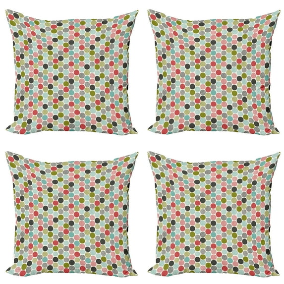 Ambesonne Colorful Throw Pillow Cover 4 Pack, Retro Fashion Fun, 24", Multicolor