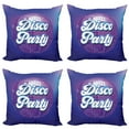thumbnail image 1 of Ambesonne Colorful Throw Pillow Cover 4 Pack, Retro Letter Disco Ball, 16", Purple Blue White, 1 of 6