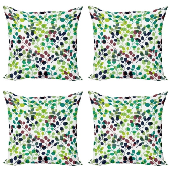 Ambesonne Colorful Throw Pillow Cover 4 Pack, Seasons with Nature, 16", Multicolor