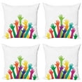 thumbnail image 1 of Ambesonne Colorful Throw Pillow Cover 4 Pack, Silhouette of Hands, 20", Multicolor, 1 of 7