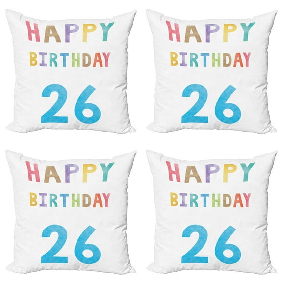 Ambesonne Colorful Throw Pillow Cover 4 Pack, Soft Celebration Sign, 20", Multicolor