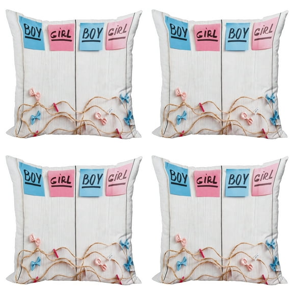 Ambesonne Colorful Throw Pillow Cover 4 Pack, Stickers Garland Wood, 18", Multicolor