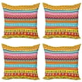 thumbnail image 1 of Ambesonne Colorful Throw Pillow Cover 4 Pack, Stripes with Hearts, 20", Multicolor, 1 of 5
