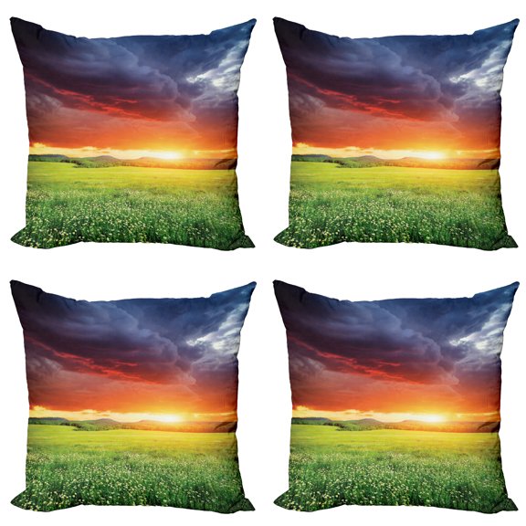 Ambesonne Colorful Throw Pillow Cover 4 Pack, Sunset Modern View, 20", Multicolor
