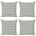 thumbnail image 1 of Ambesonne Colorful Throw Pillow Cover 4 Pack, Tropical Doodle Leaves, 18", Multicolor, 1 of 2