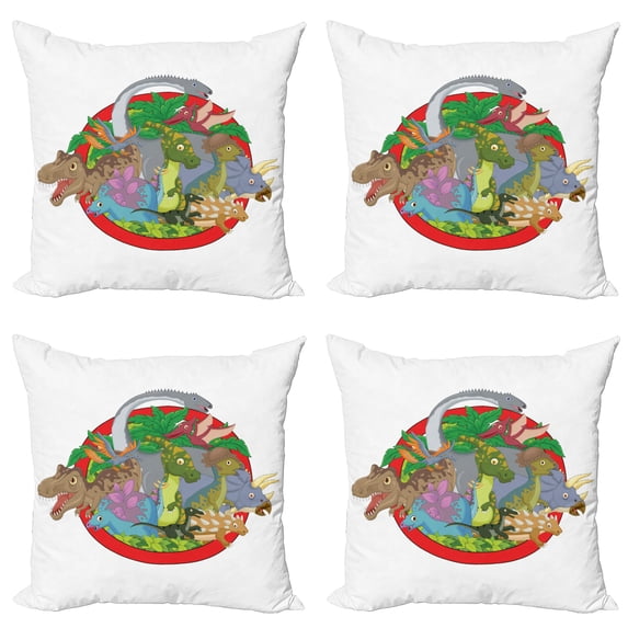 Ambesonne Colorful Throw Pillow Cover 4 Pack, Tropical Plants Leaves, 18", Multicolor