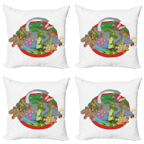 Ambesonne Colorful Throw Pillow Cover 4 Pack, Tropical Plants Leaves, 24", Multicolor