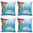 thumbnail image 1 of Ambesonne Colorful Throw Pillow Cover 4 Pack, Vibrant Balloons Sky, 24", Multicolor, 1 of 5
