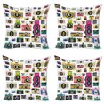 thumbnail image 1 of Ambesonne Colorful Throw Pillow Cover 4 Pack, Vintage Old Cameras, 16", Multicolor, 1 of 5