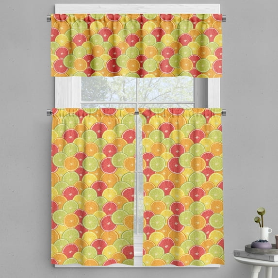 Ambesonne Colorful Valance & Curtain, Orange Lemon Fruits, 55"x36", Multicolor
