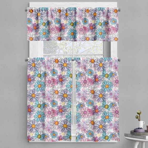 Ambesonne Colorful Valance & Curtain, Retro Spring Grunge, 55"x24", Multicolor