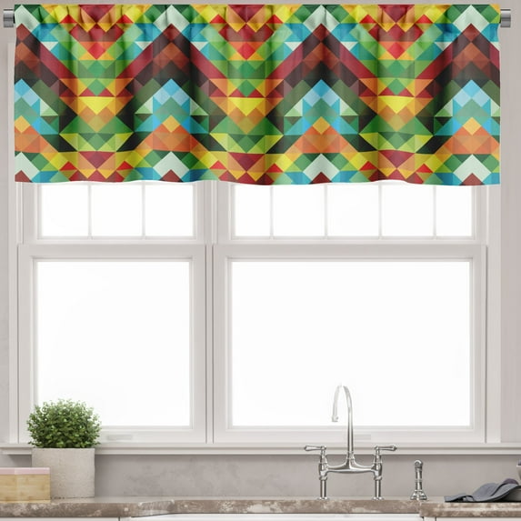 Ambesonne Colorful Valance Pack of 2, Abstract Optic Pattern, 54"X12", Multicolor