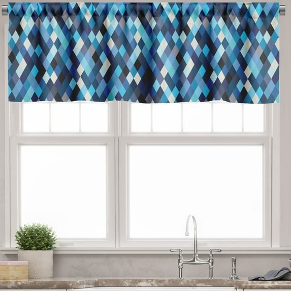 Ambesonne Colorful Valance Pack of 2, Blue Toned Hexagons, 42"X18", Multicolor