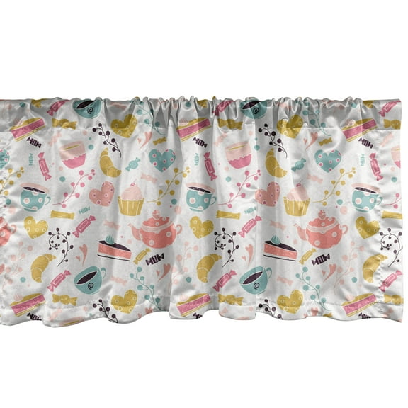Ambesonne Colorful Valance Pack of 2, Different Tasty Sweets, 42"X12", Multicolor