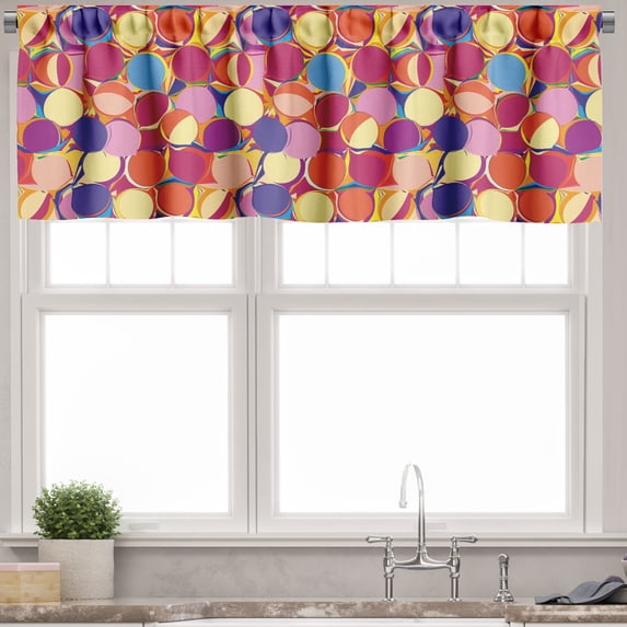 Ambesonne Colorful Valance Pack of 2, Grunge Circular Shapes, 54"X18", Multicolor
