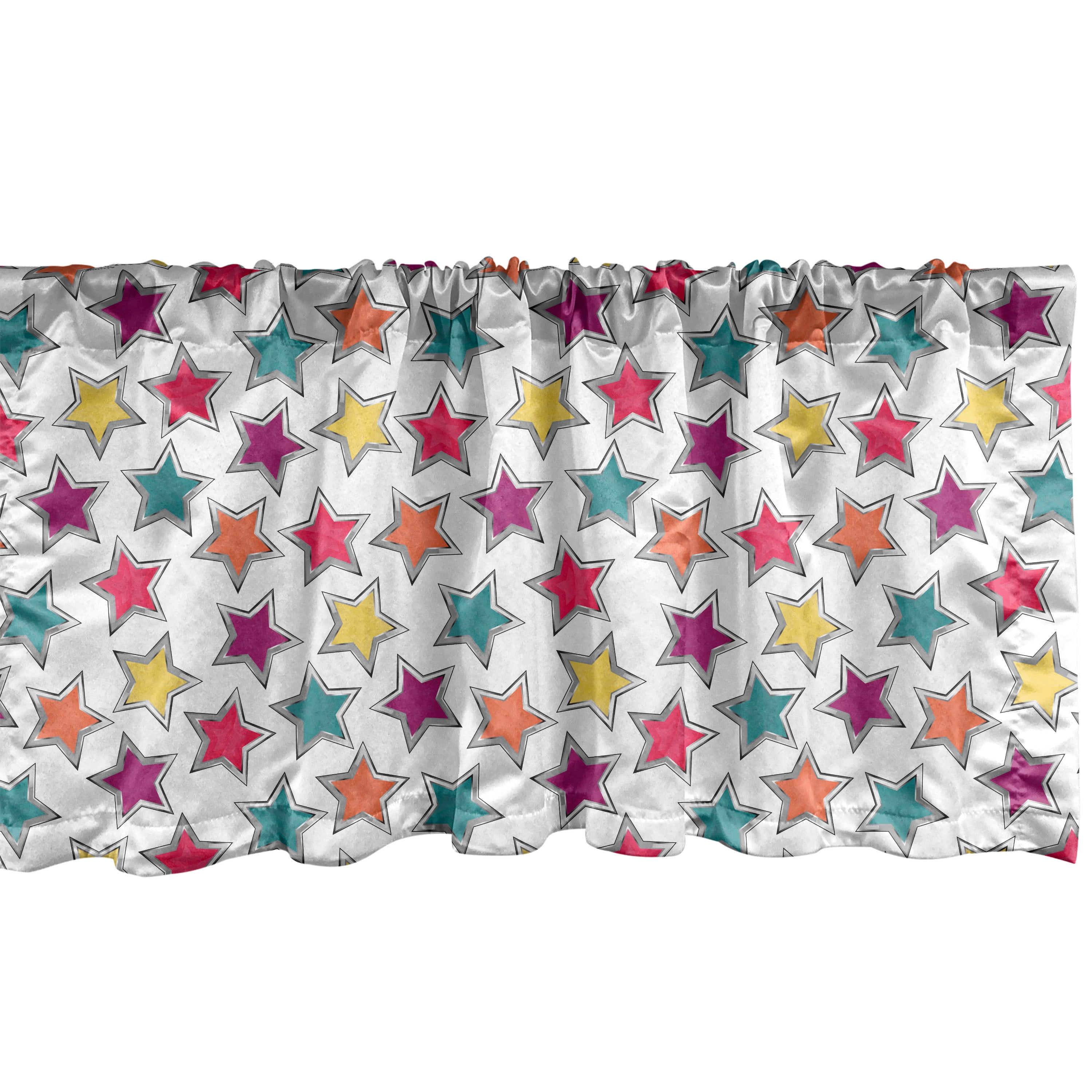 Multicolor Star Motif Light Filtering Rod Pocket Valance