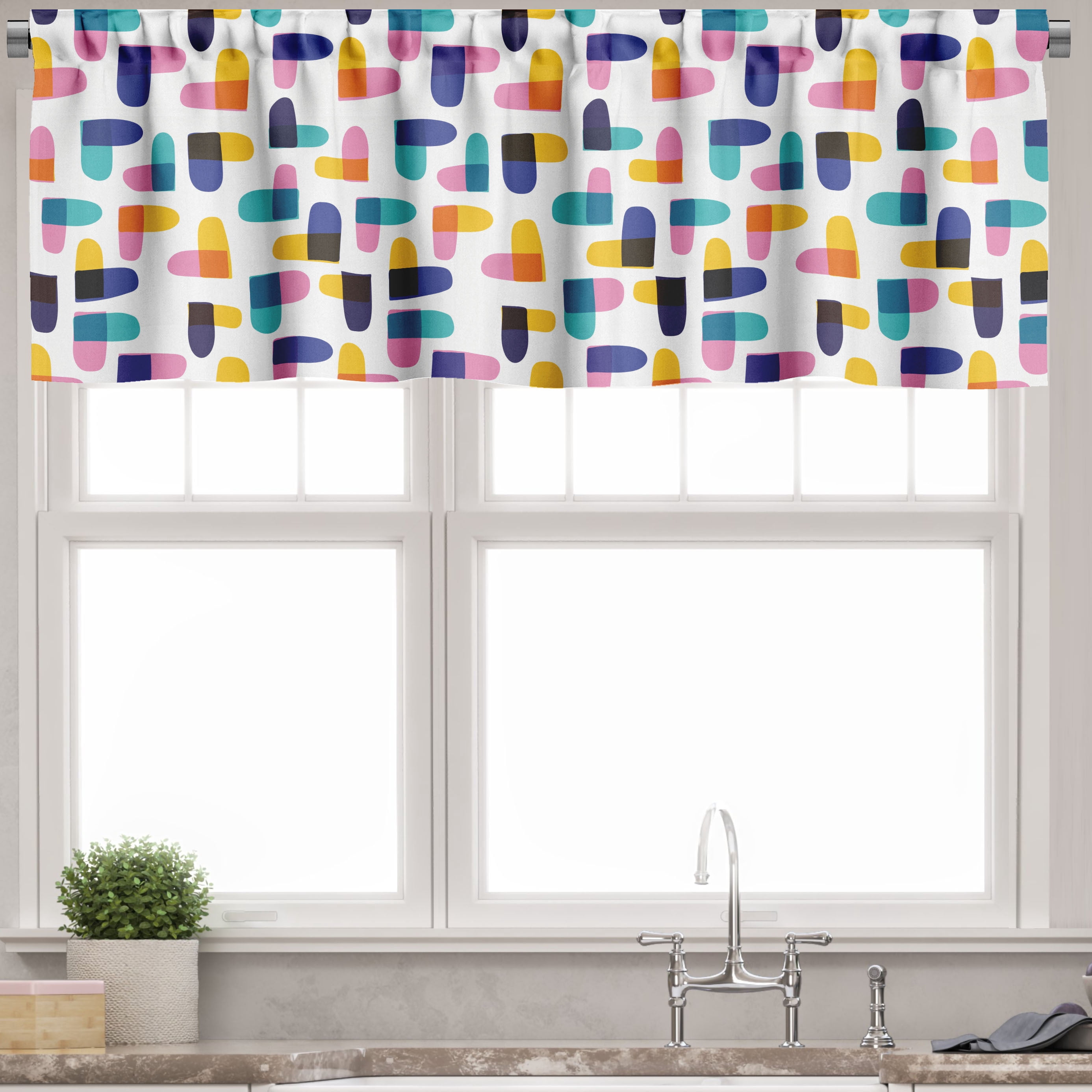 Multicolor Valance Ambesonne Colorful Valance Pack of 2, Whimsical Heart Shapes, 42
