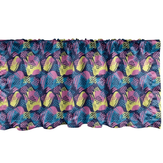 Ambesonne Colorful Window Valance, Abstract Graffiti Drawing, 54" X 18", Indigo Multicolor