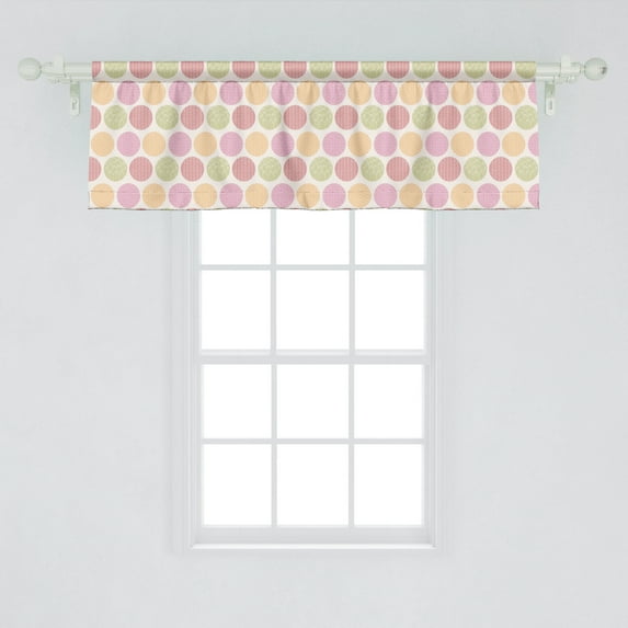 Ambesonne Colorful Window Valance, Lines Inside Circles Shape, 54" X 18", Avocado Green and Multicolor