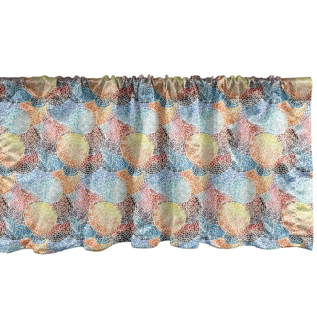 Ambesonne Colorful Window Valance, Abstract Tracery of Geometric Overlapped Circular Shapes with Gradient Modules, Curtain Valance for Kitchen Bedroom Decor with Rod Pocket, 54" X 18", Multicolor