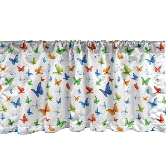 Ambesonne Colorful Window Valance, Butterflies Animal, 42" x 18", Multicolor