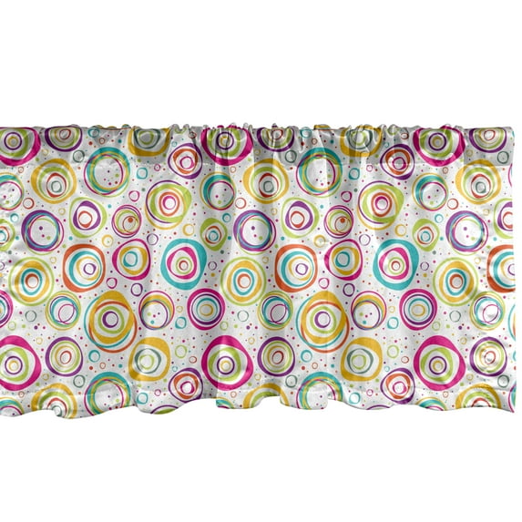 Ambesonne Colorful Window Valance, Circle and Dots Spring, 54" X 18", Multicolor
