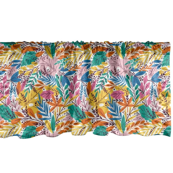 Ambesonne Colorful Window Valance, Continuous Forest Leaves, 54" X 18", Multicolor