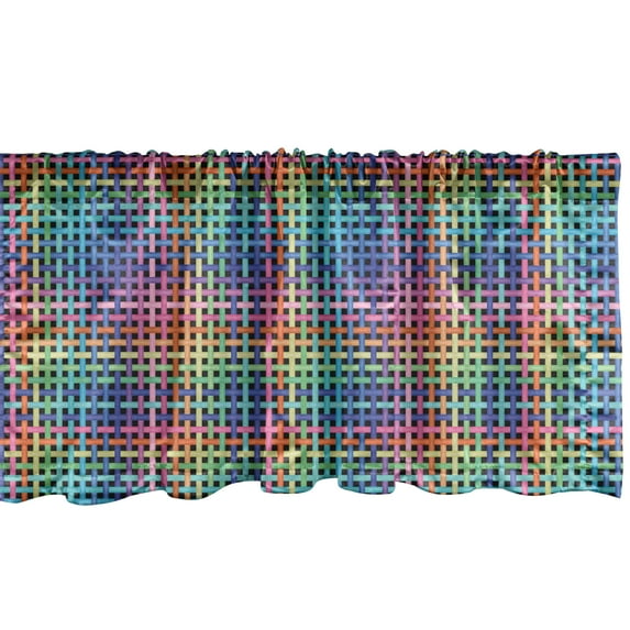 Ambesonne Colorful Window Valance, Crossed Stripes Design, 54" X 18", Multicolor