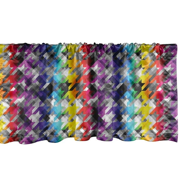 Ambesonne Colorful Window Valance, Diagonal Houndstooth, 54" X 18", Multicolor