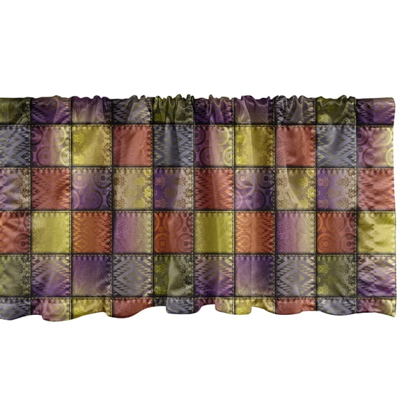 Ambesonne Colorful Window Valance, Digital Mix Motif Shapes, 54" X 18", Multicolor
